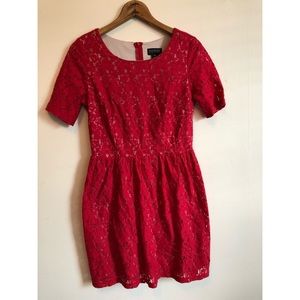 Red lace fit and flare dress size 10P